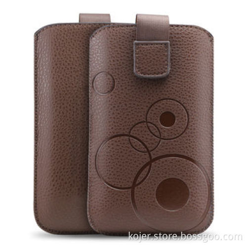 Universal Leather Case with Magnetic Flap Closure, Leather Phone Pouch